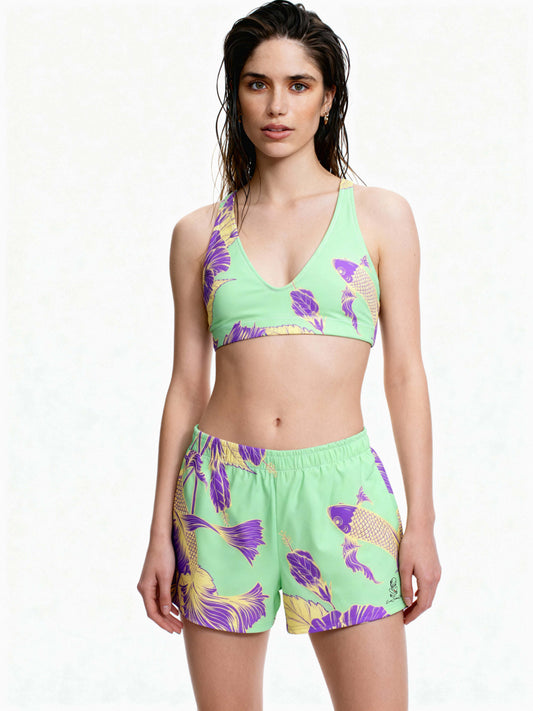 Mint Green Koi - Women’s Recycled Active shorts
