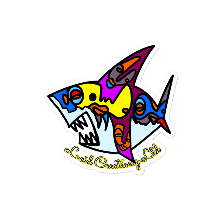 one line shark - sticker-Lucid Creationz Ltd