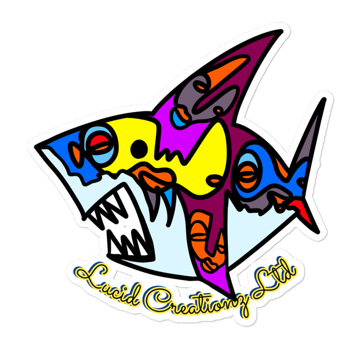 one line shark - sticker-Lucid Creationz Ltd